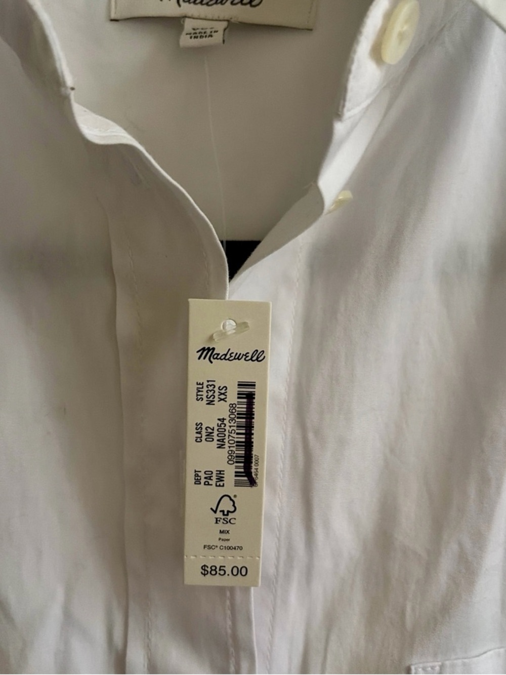 NWT Madewell White Oversized Button-Up Oxford Shirt - Picture 3 of 3